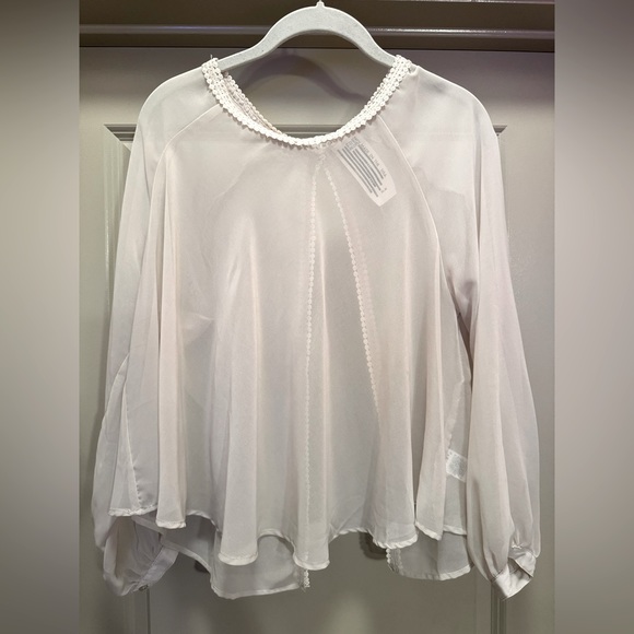 FREE PEOPLE White Sky High Sheer Open Back Top Blouse M - Picture 2 of 15